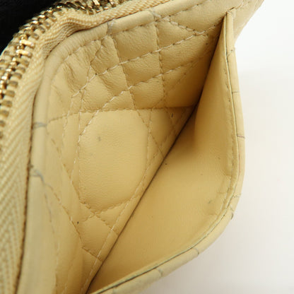 Christian Dior Lady Dior Card Holder Cannage Quilt Patent, Yellow, Leather, Card Holder