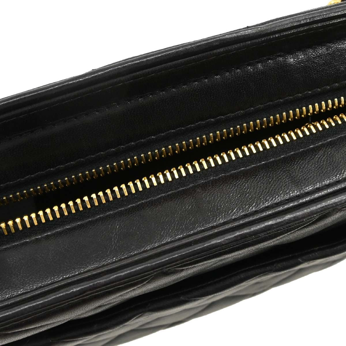 Chanel Vintage Chain Tote Quilted Lambskin, Black, Leather, Tote Bag
