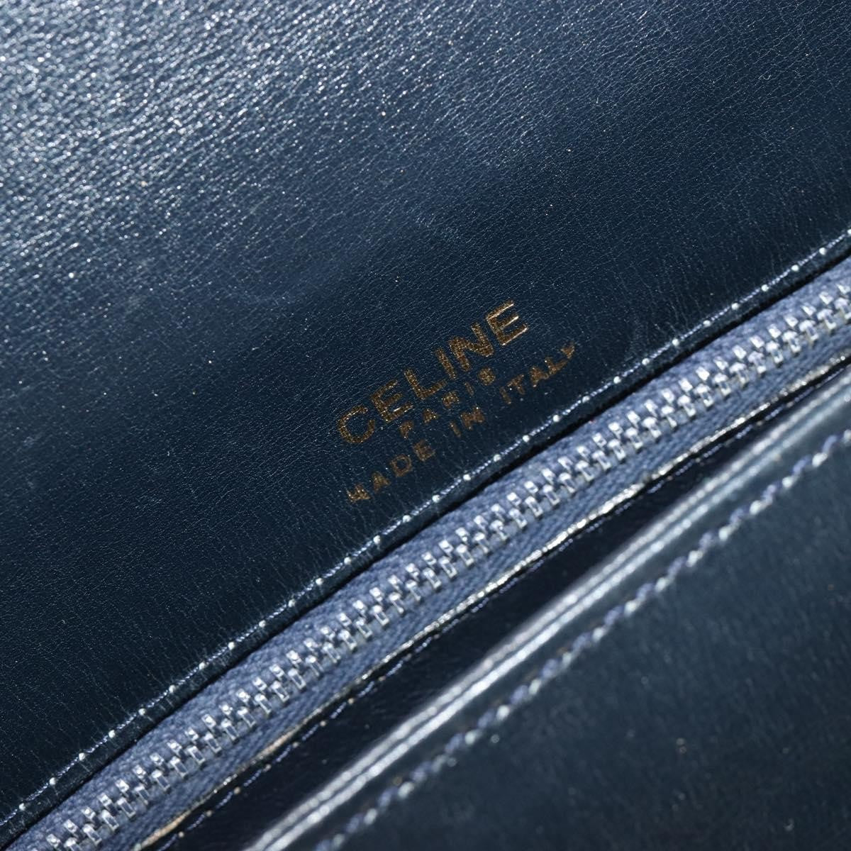 Celine Shoulder Leather, Navy, Leather, Shoulder Bag