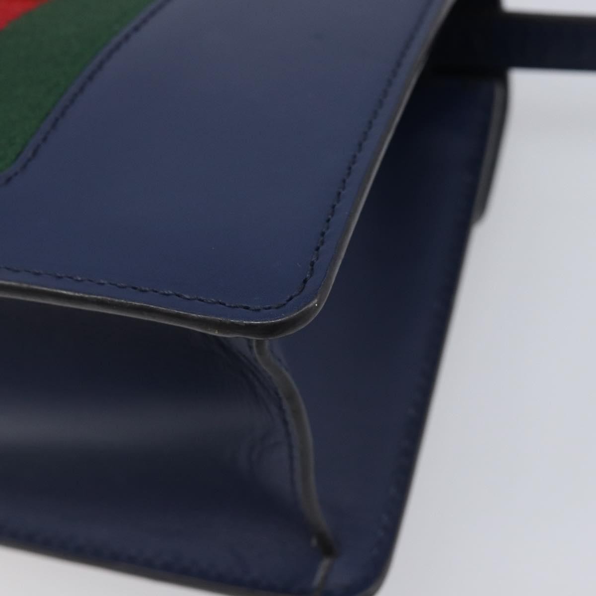Gucci Sylvie Top Handle Leather, Navy, Leather, Handbag