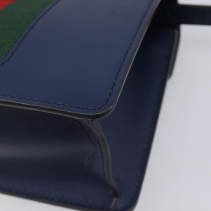Gucci Sylvie Top Handle Leather, Navy, Leather, Handbag