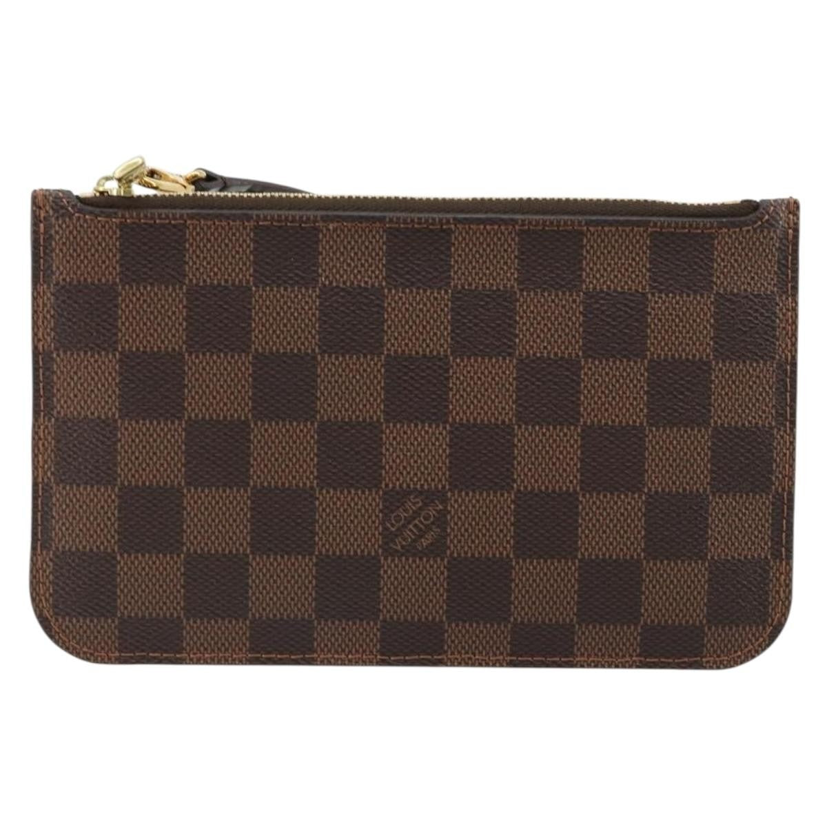Louis Vuitton Neverfull Pochette Damier, Brown, Canvas, Clutch