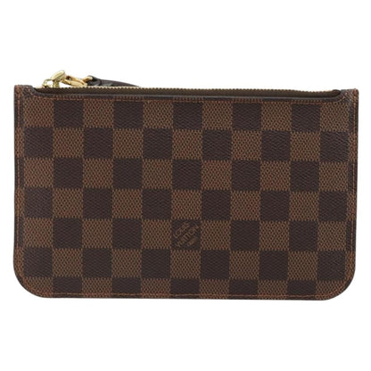 Louis Vuitton Neverfull Pochette Damier, Brown, Canvas, Clutch