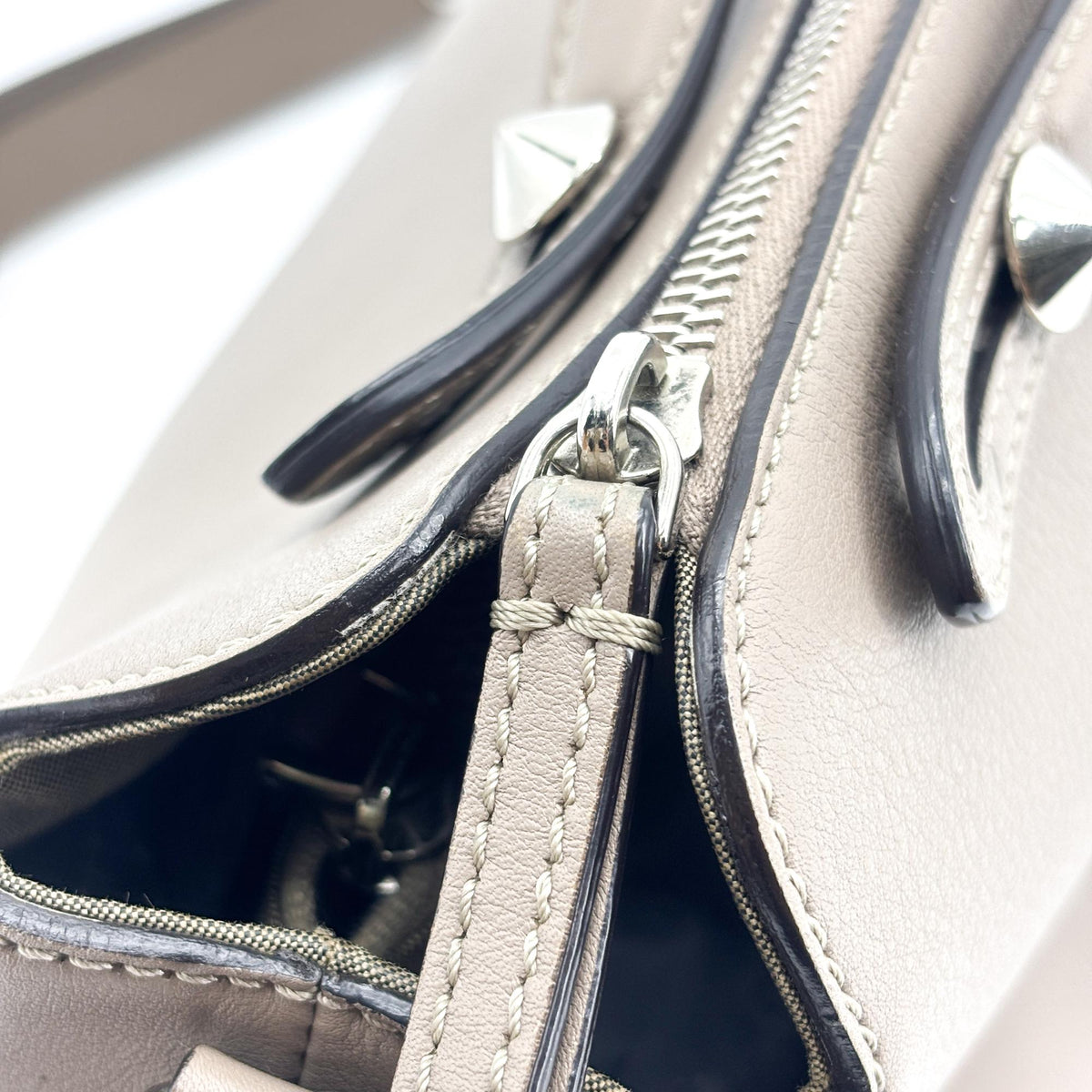 Fendi By The Way Satchel Calfskin, Beige, Leather, Handbag