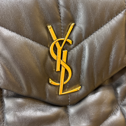 Saint Laurent Loulou Shoulder Matelasse Chevron Velvet, Black, Leather, Crossbody Bag