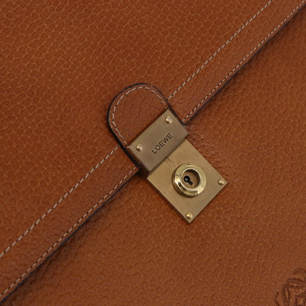 Loewe Anagram Business Leather, Brown, Leather, Briefcase