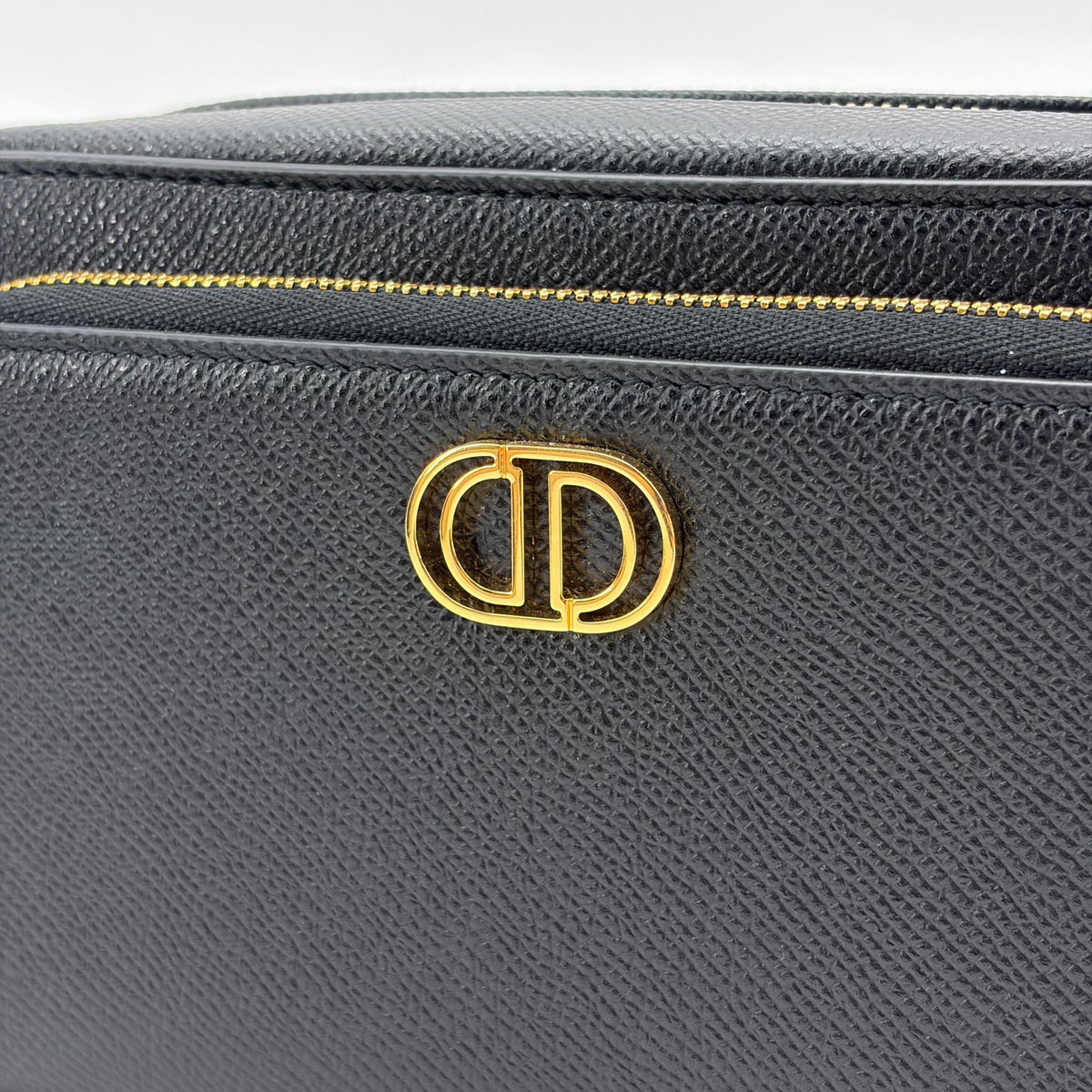 Christian Dior Caro Double Leather, Black, Leather, Crossbody Bag