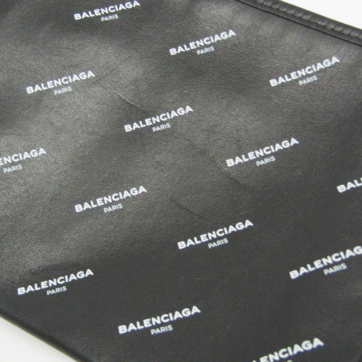 Balenciaga Logo Bazar Leather, Black, Leather, Clutch