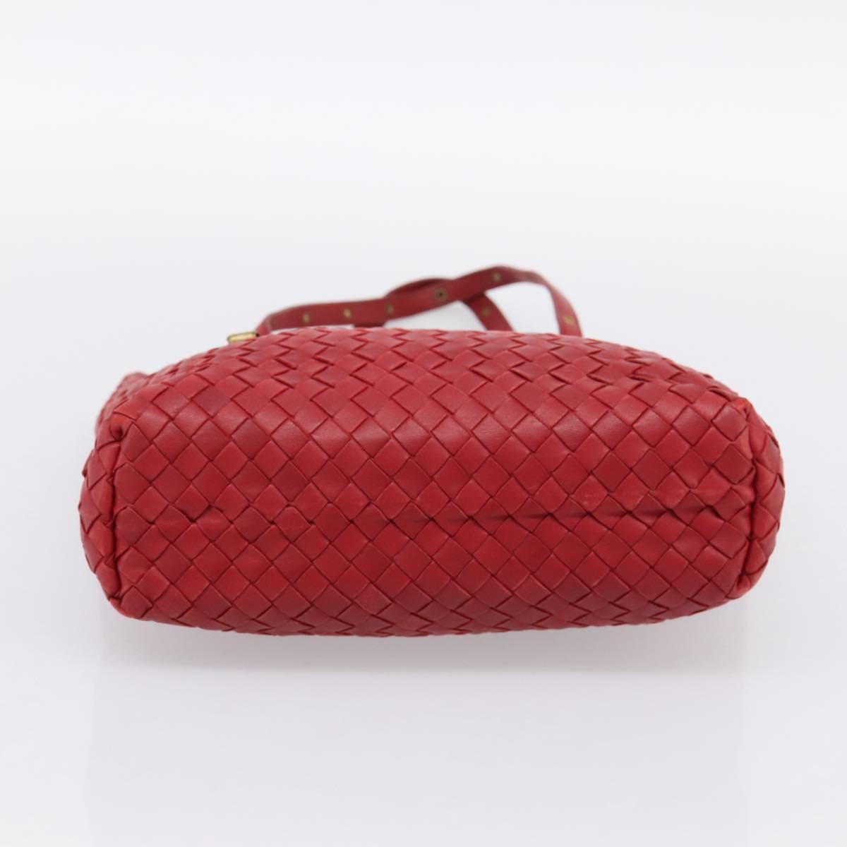 Bottega Veneta Belted Tote Intrecciato Nappa, Red, Leather, Tote Bag