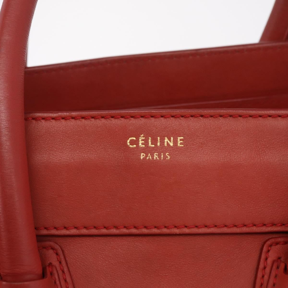 Celine Luggage Suede, Red, Leather, Handbag