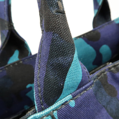 Prada Canapa Convertible Printed Canvas, Blue, Canvas, Tote Bag
