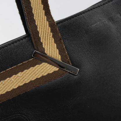 Gucci Vintage Web Tote Leather, Black, Leather, Tote Bag