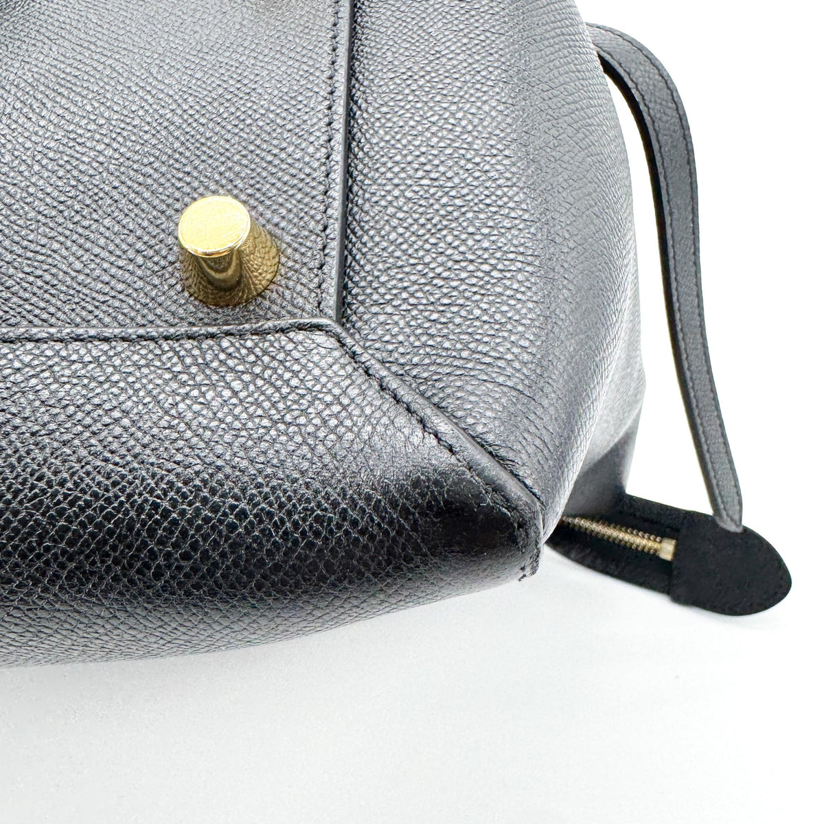 Celine Belt Calfskin, Black, Leather, Handbag