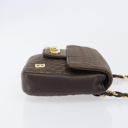 Bally Vintage Chain Quilted Leather, Brown, Leather, Shoulder Bag