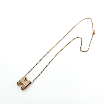 Hermes Pop H Pendant Chain Metal and Enamel, Beige, Other, Necklace
