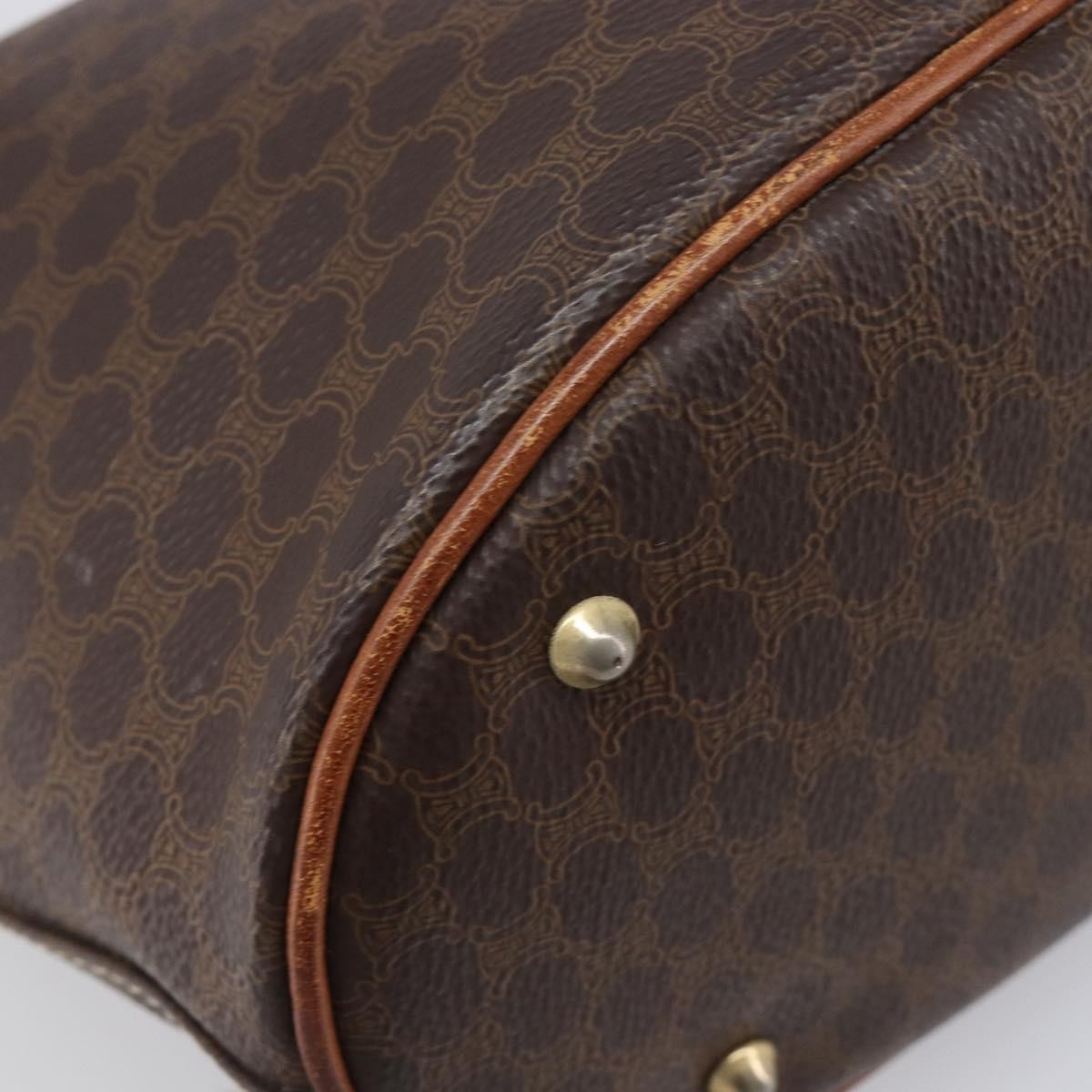 Celine Vintage Macadam Shopper Coated Canvas, Brown, Canvas, Tote Bag