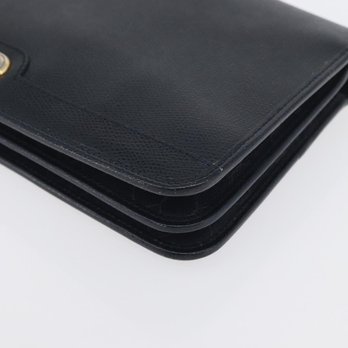 Christian Dior Vintage Chain Flap Leather, Navy, Leather, Shoulder Bag