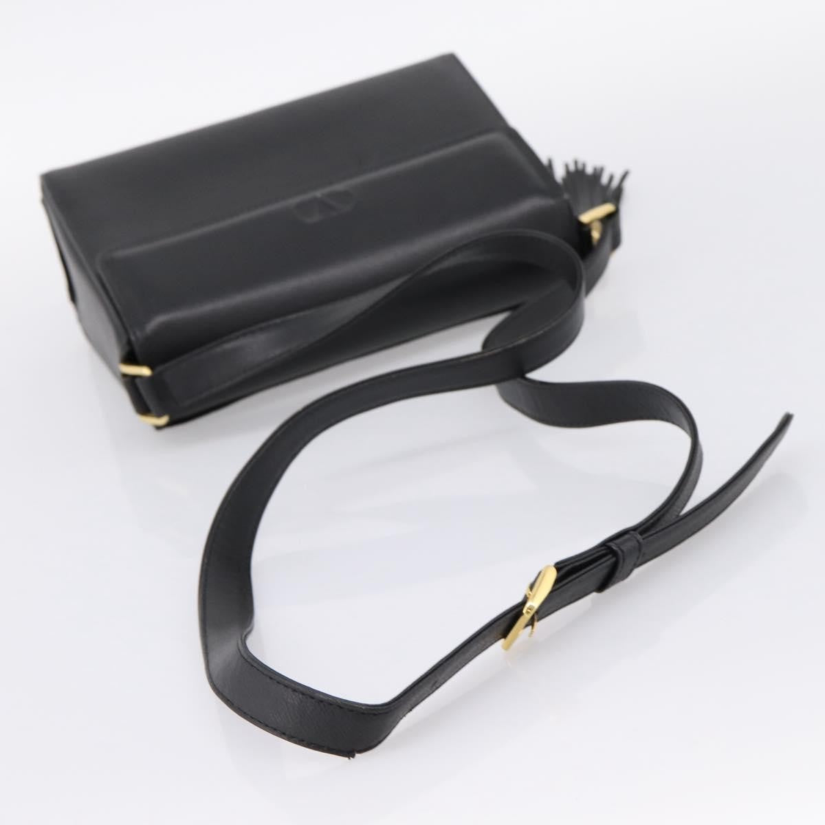 Valentino Garavani VLogo Leather, Black, Leather, Shoulder Bag
