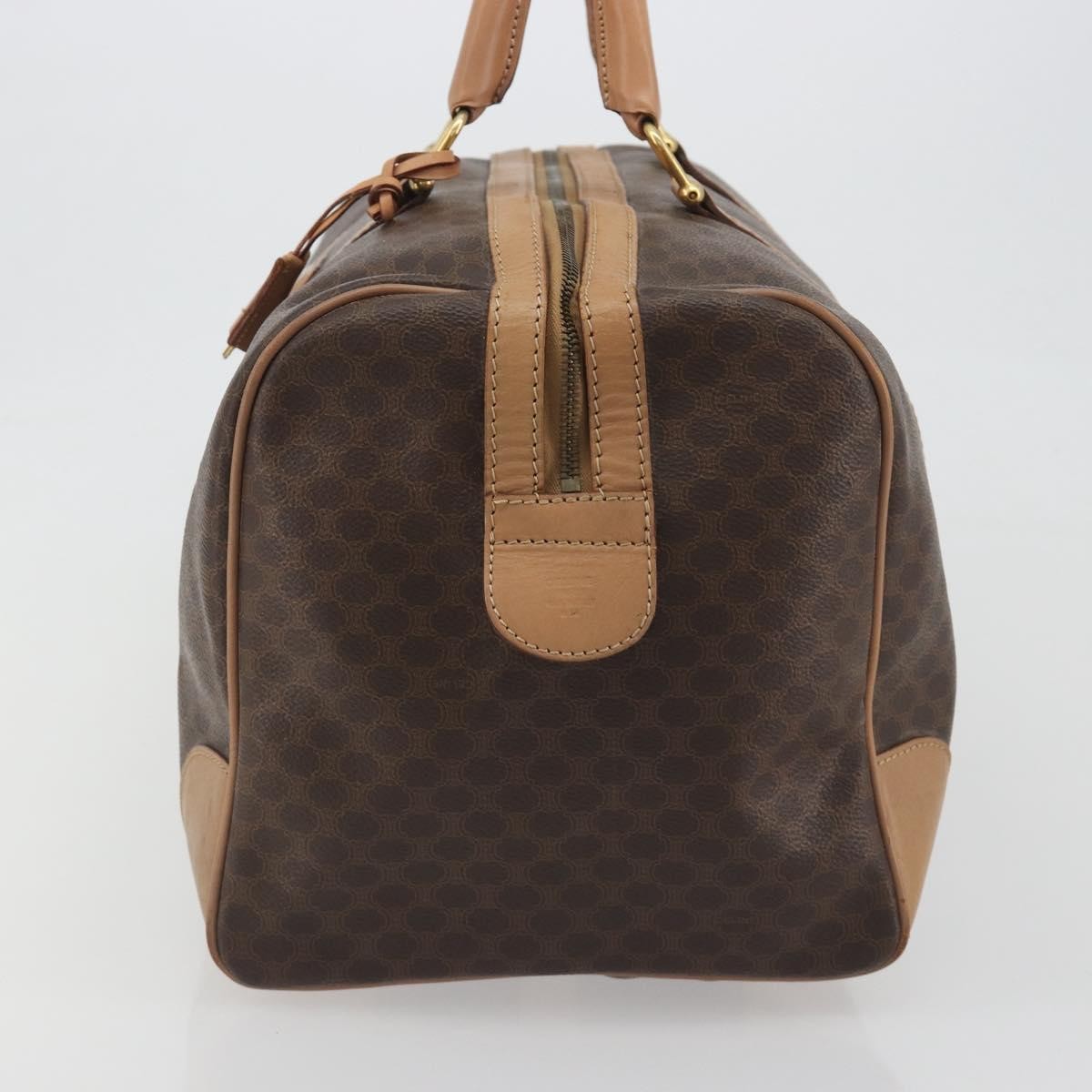 Celine Vintage Macadam Boston Canvas, Brown, PVC, Handbag