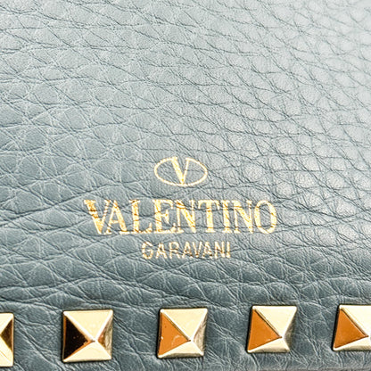 Valentino Garavani Rockstud Camera Leather, Blue, Leather, Crossbody Bag