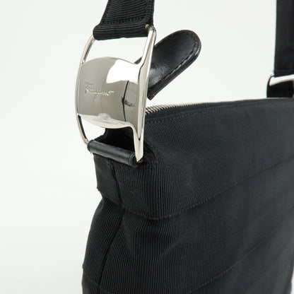 Salvatore Ferragamo Vara Leather, Black, Canvas, Tote Bag