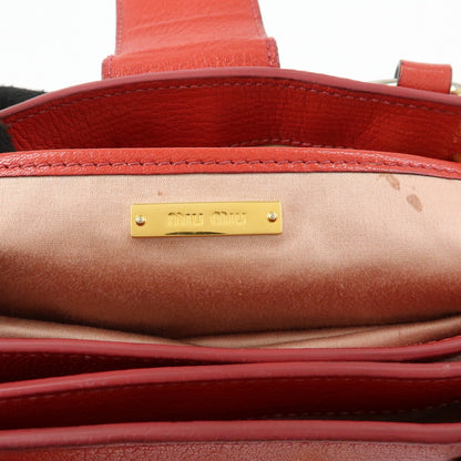 Miu Miu Madras Convertible Lock Leather, Red, Leather, Tote Bag