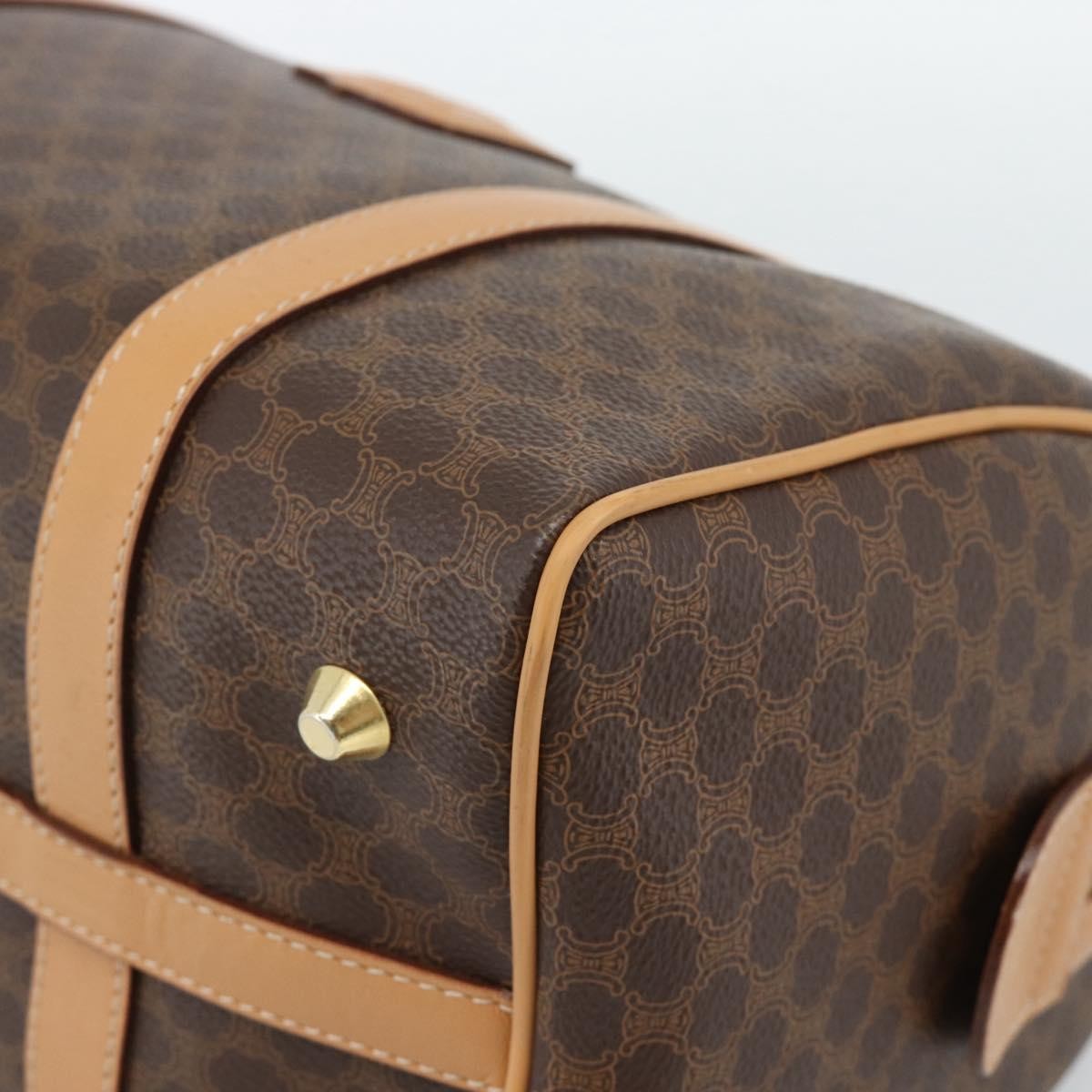 Celine Vintage Boston Macadam Coated Canvas, Brown, PVC, Handbag