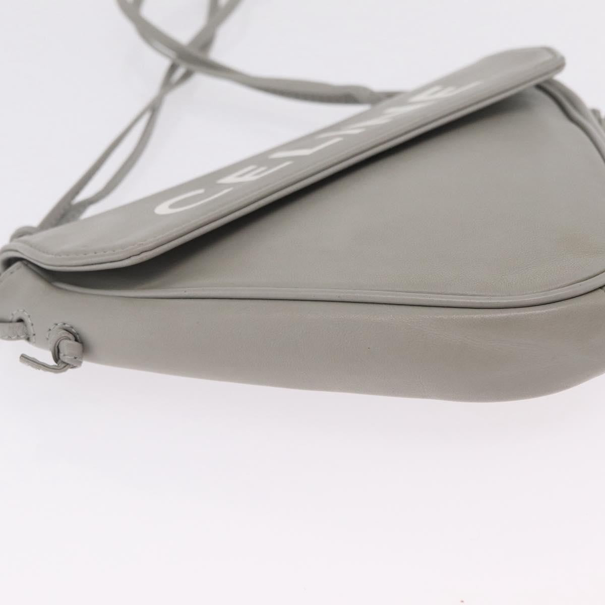 Celine Triangle Leather, Gray, Leather, Handbag