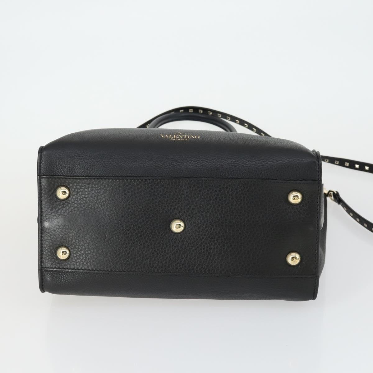 Valentino Garavani Rockstud Open Leather, Black, Leather, Tote Bag