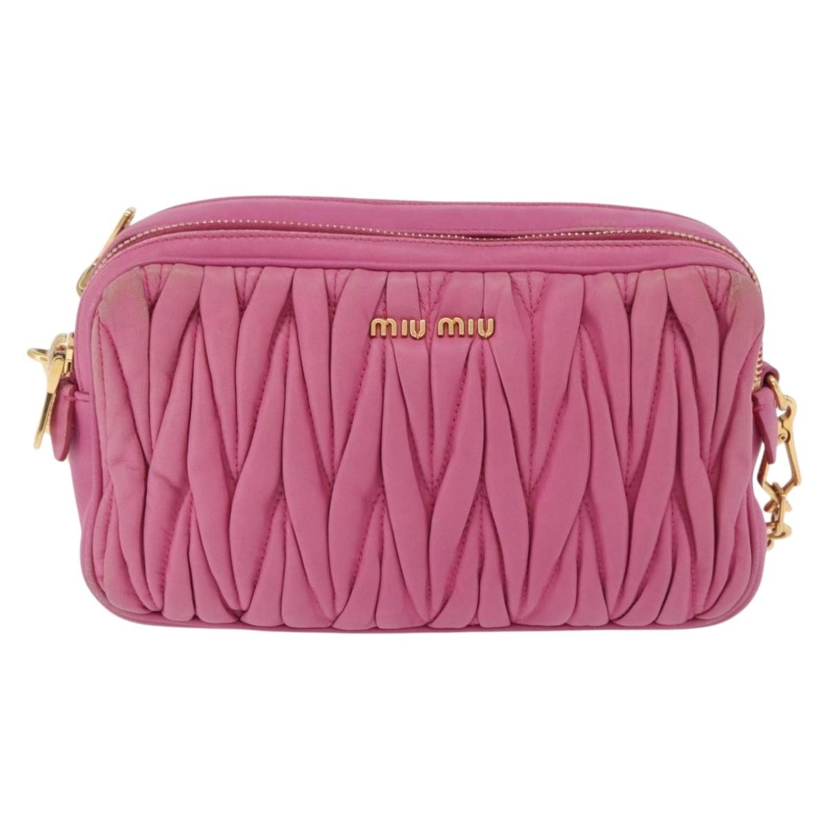 Miu Miu Tech Matelasse Leather, Pink, Leather, Crossbody Bag