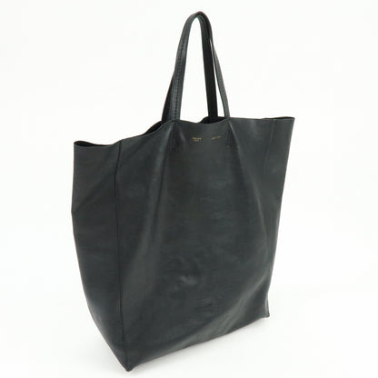 Celine Vertical Cabas Leather, Black, Leather, Tote Bag