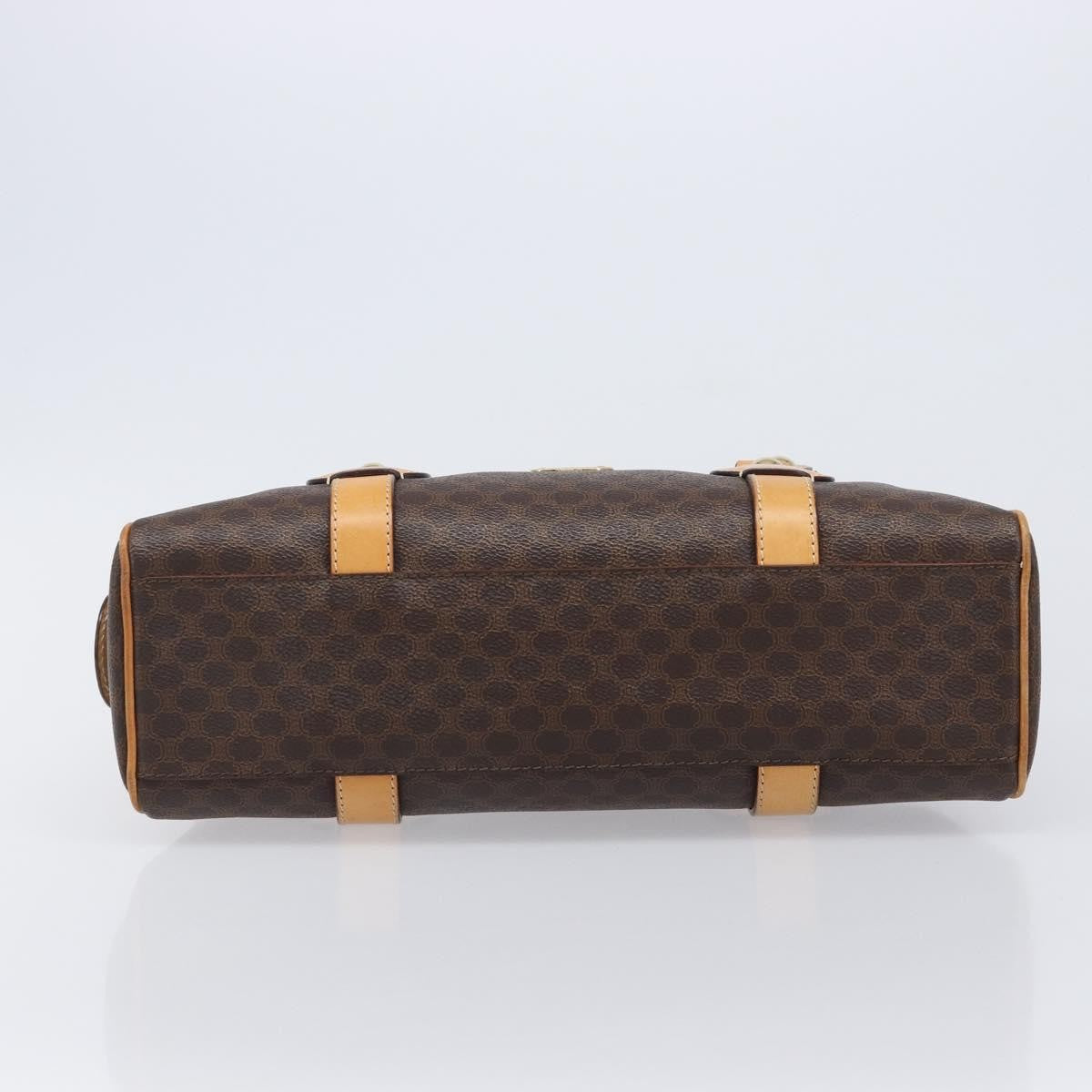 Celine Vintage Shoulder Bag Macadam Canvas & Leather, Brown, PVC, Shoulder Bag