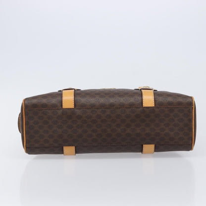 Celine Vintage Shoulder Bag Macadam Canvas & Leather, Brown, PVC, Shoulder Bag