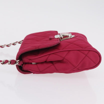 Prada Pushlock Chain Flap Quilted Tessuto, Pink, Nylon, Handbag