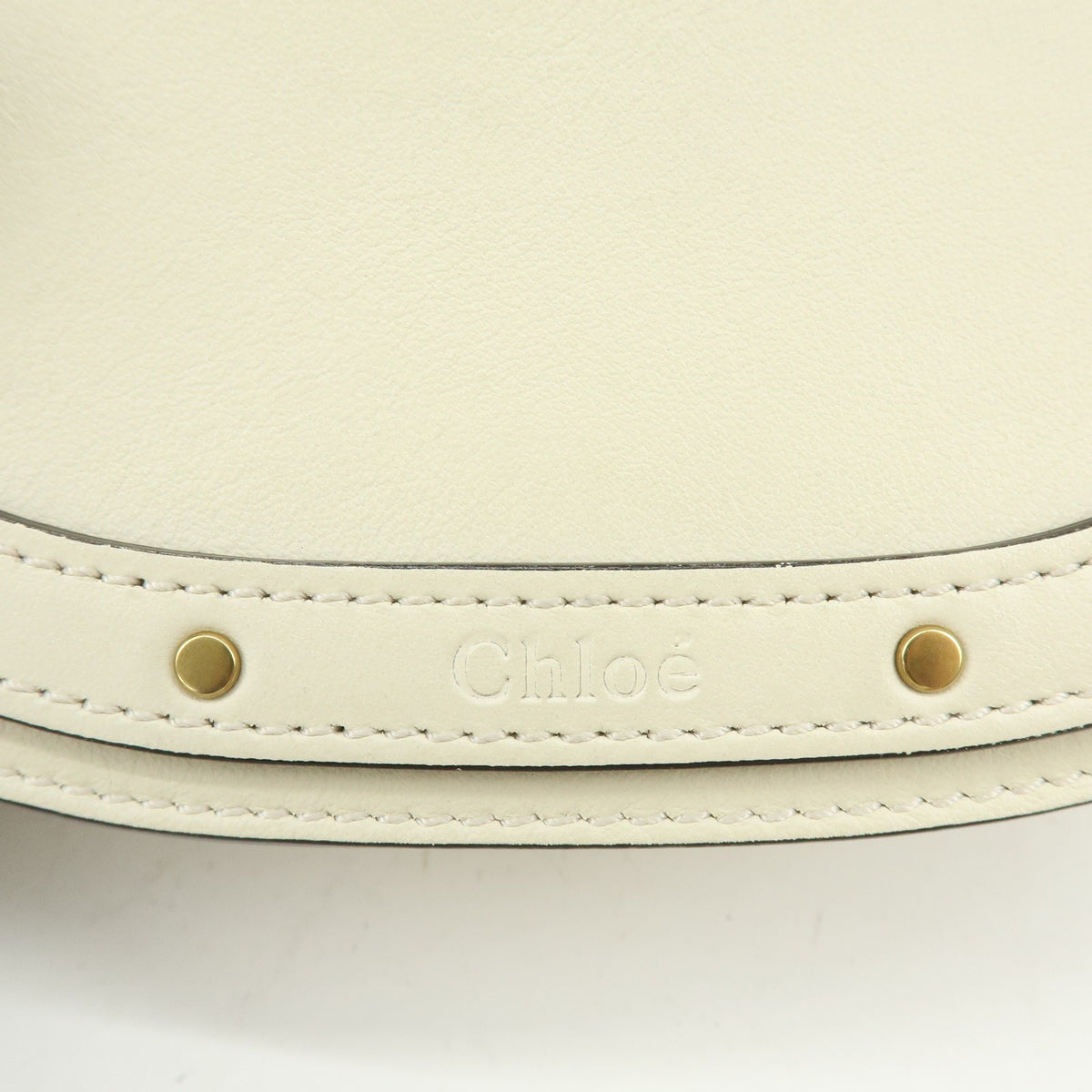Chloe Nile Studded Suede and Leather, White, Leather, Crossbody Bag