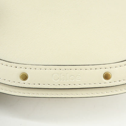 Chloe Nile Studded Suede and Leather, White, Leather, Crossbody Bag