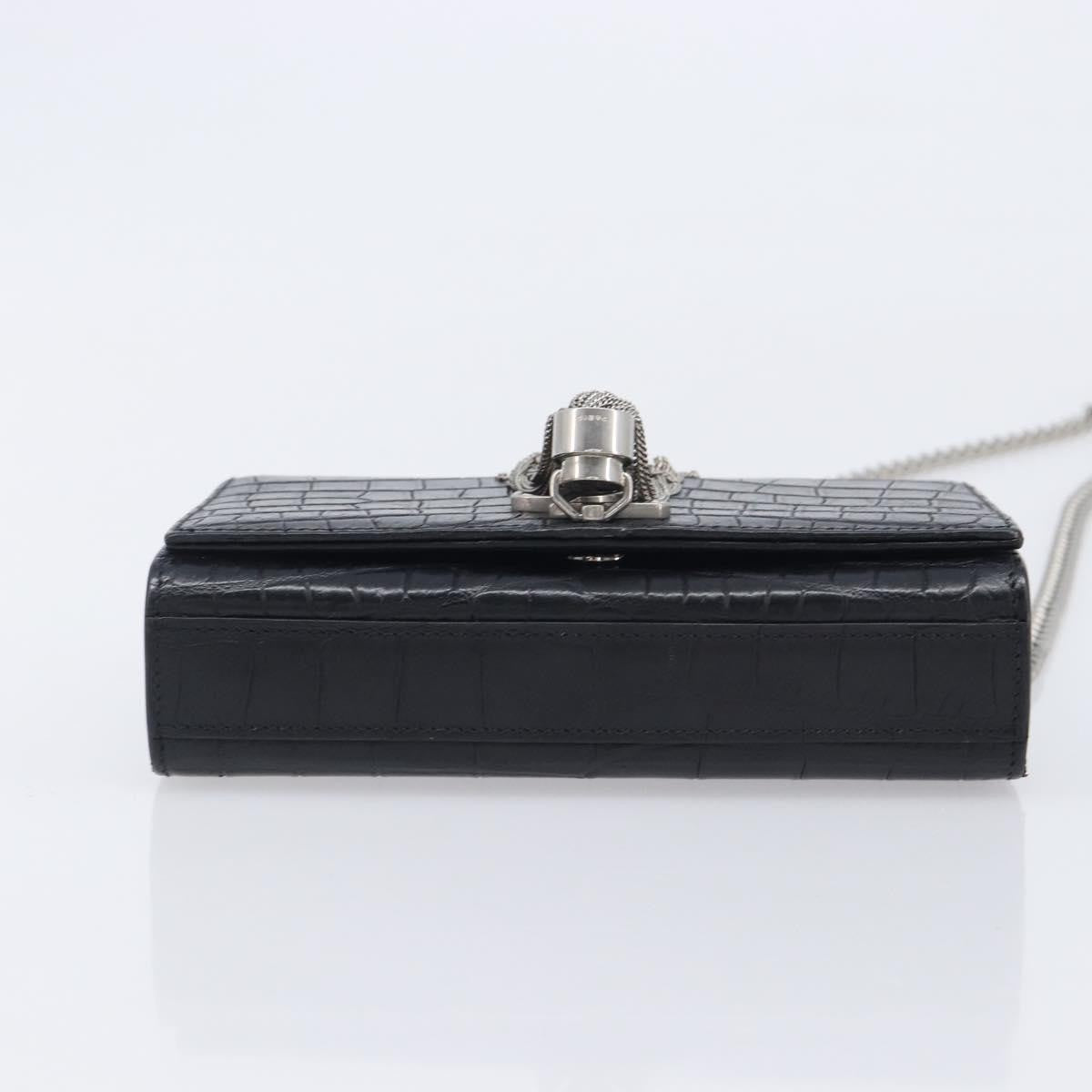 Saint Laurent Classic Monogram Tassel Chain Crocodile Embossed Leather, Black, Leather, Crossbody Bag