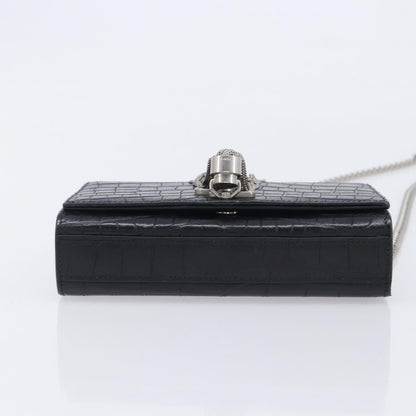 Saint Laurent Classic Monogram Tassel Chain Crocodile Embossed Leather, Black, Leather, Crossbody Bag