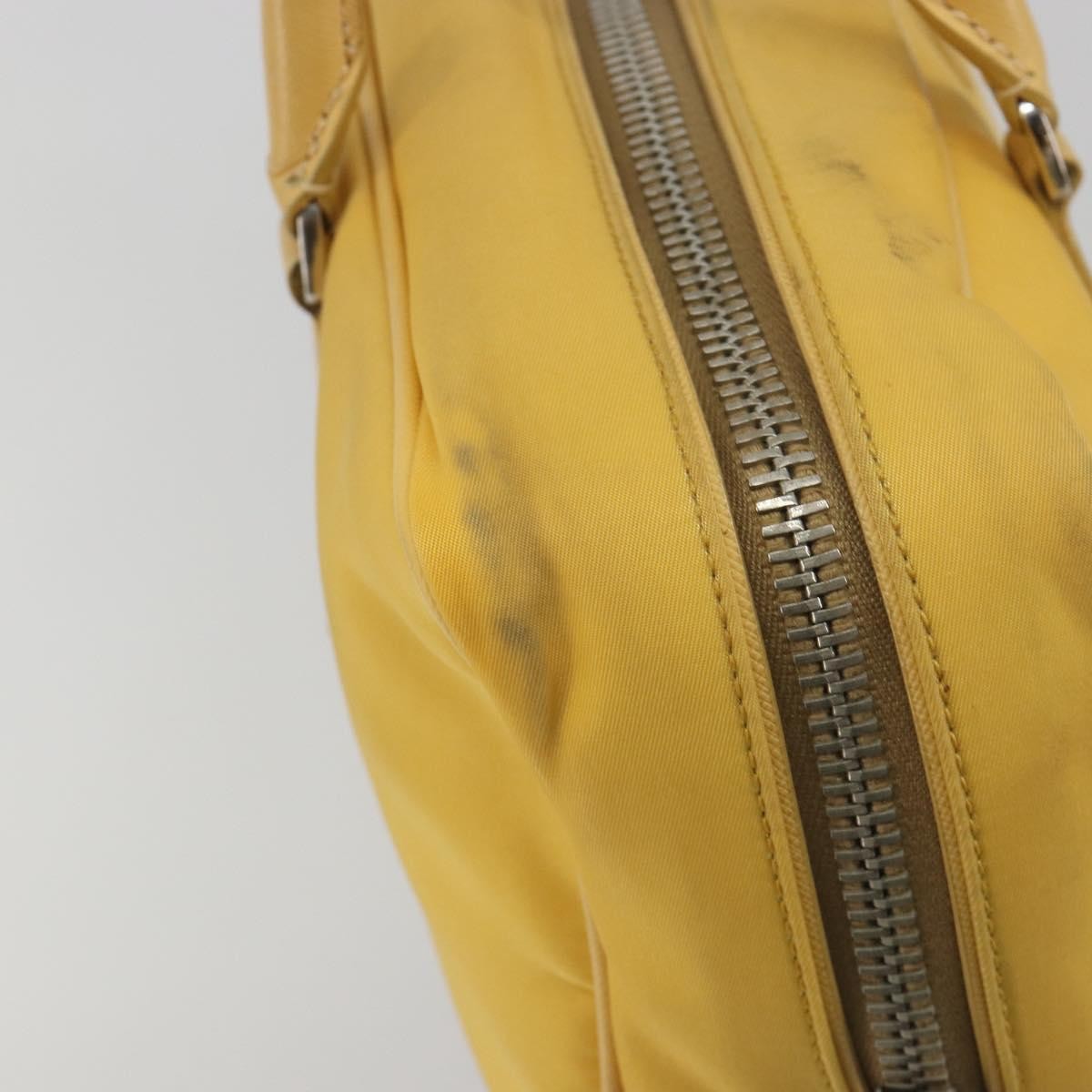 Prada Bauletto Tessuto with Saffiano Leather, Yellow, Canvas, Handbag