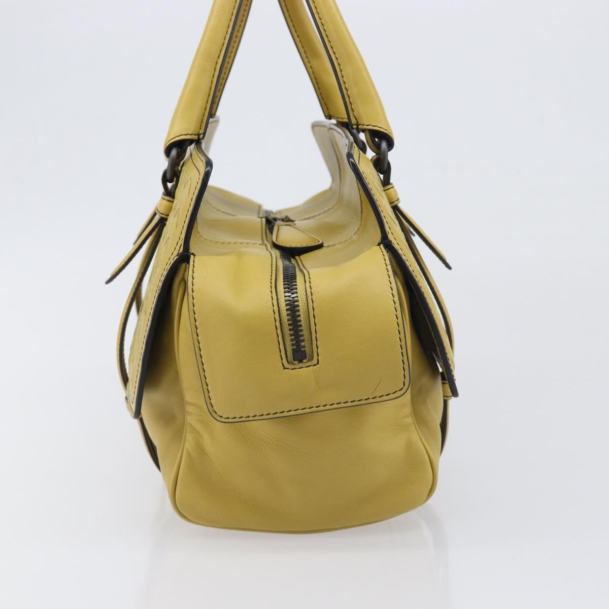 Bottega Veneta Monaco Nappa Leather With Intrecciato Detail, Yellow, Leather, Handbag