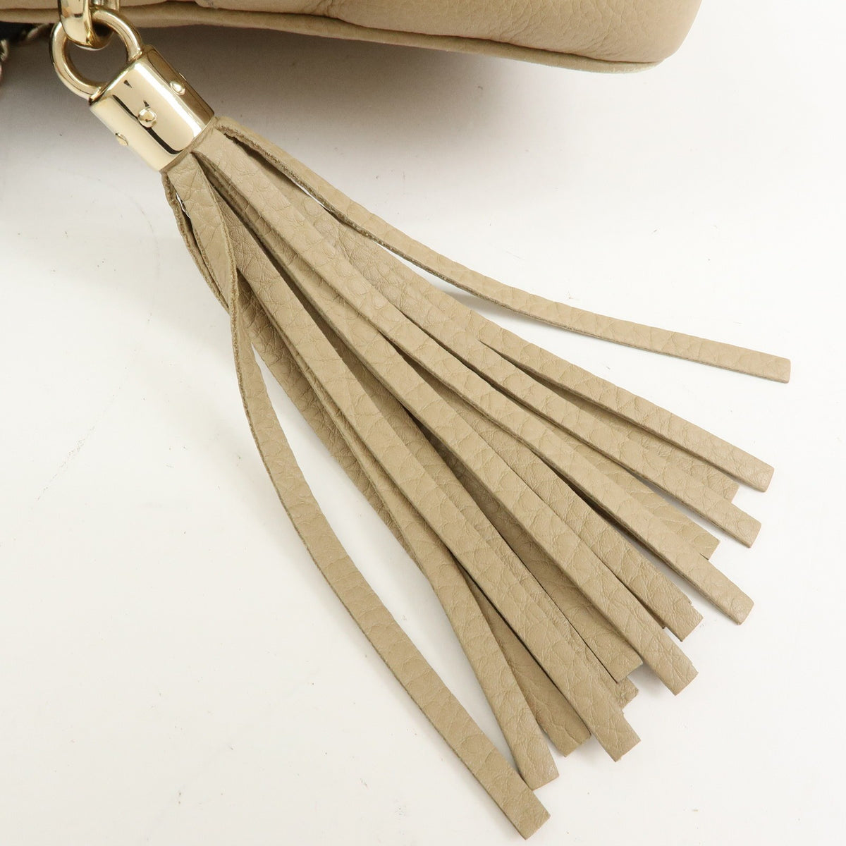 Gucci Soho Chain Zip Leather, Beige, Leather, Shoulder Bag