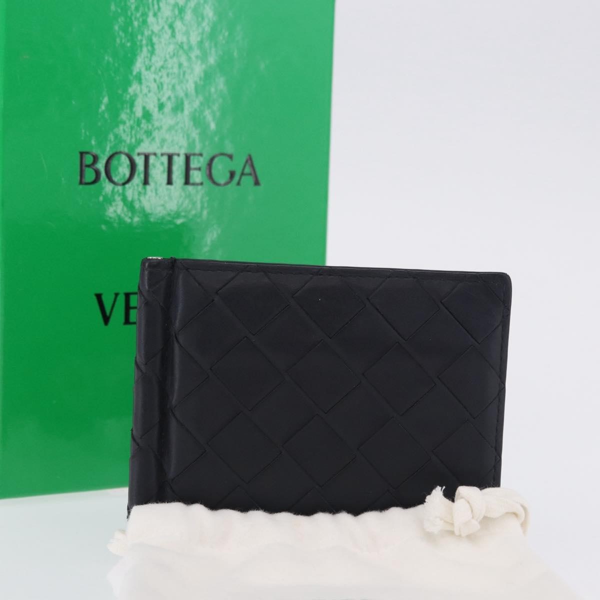 Bottega Veneta Bifold Card Holder Intercciato Leather, Navy, Leather, Card Holder