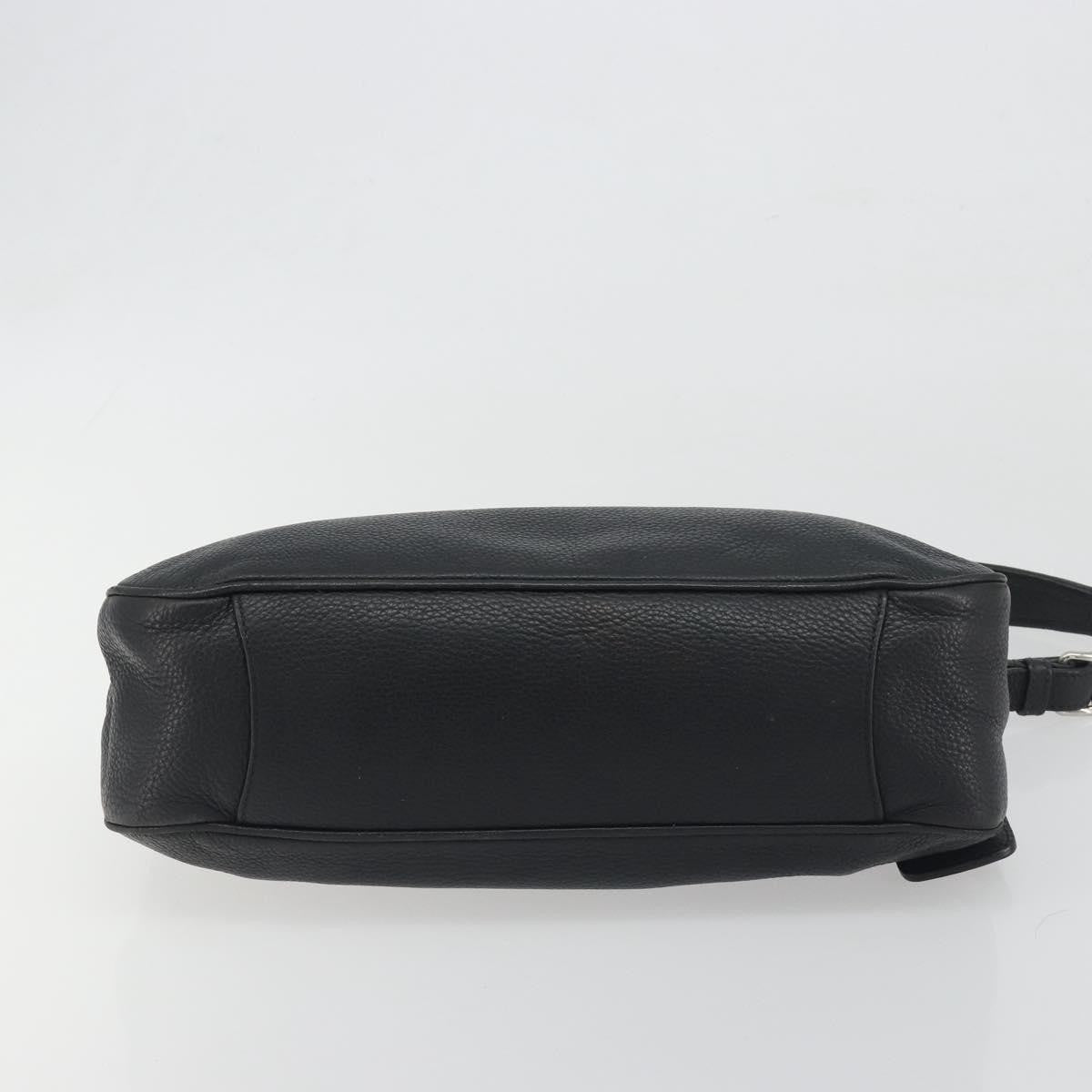 Prada Vitellino Mordo Hobo Leather, Black, Leather, Shoulder Bag