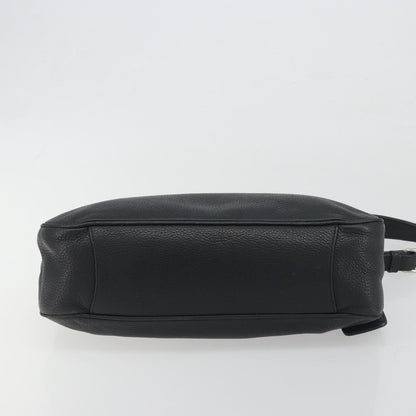 Prada Vitellino Mordo Hobo Leather, Black, Leather, Shoulder Bag