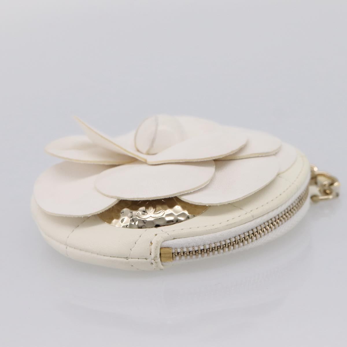 Chanel Camellia Round Clutch with Chain Lambskin, White, Leather, Clutch