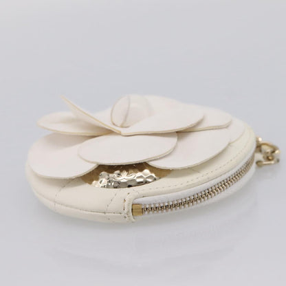 Chanel Camellia Round Clutch with Chain Lambskin, White, Leather, Clutch