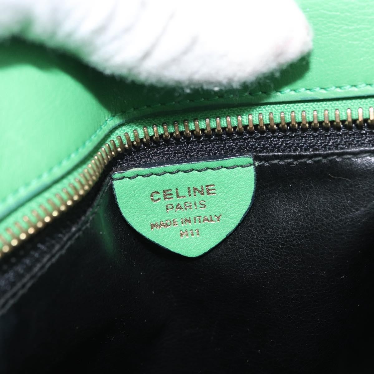 Celine Vintage Leather, Green, Leather, Shoulder Bag