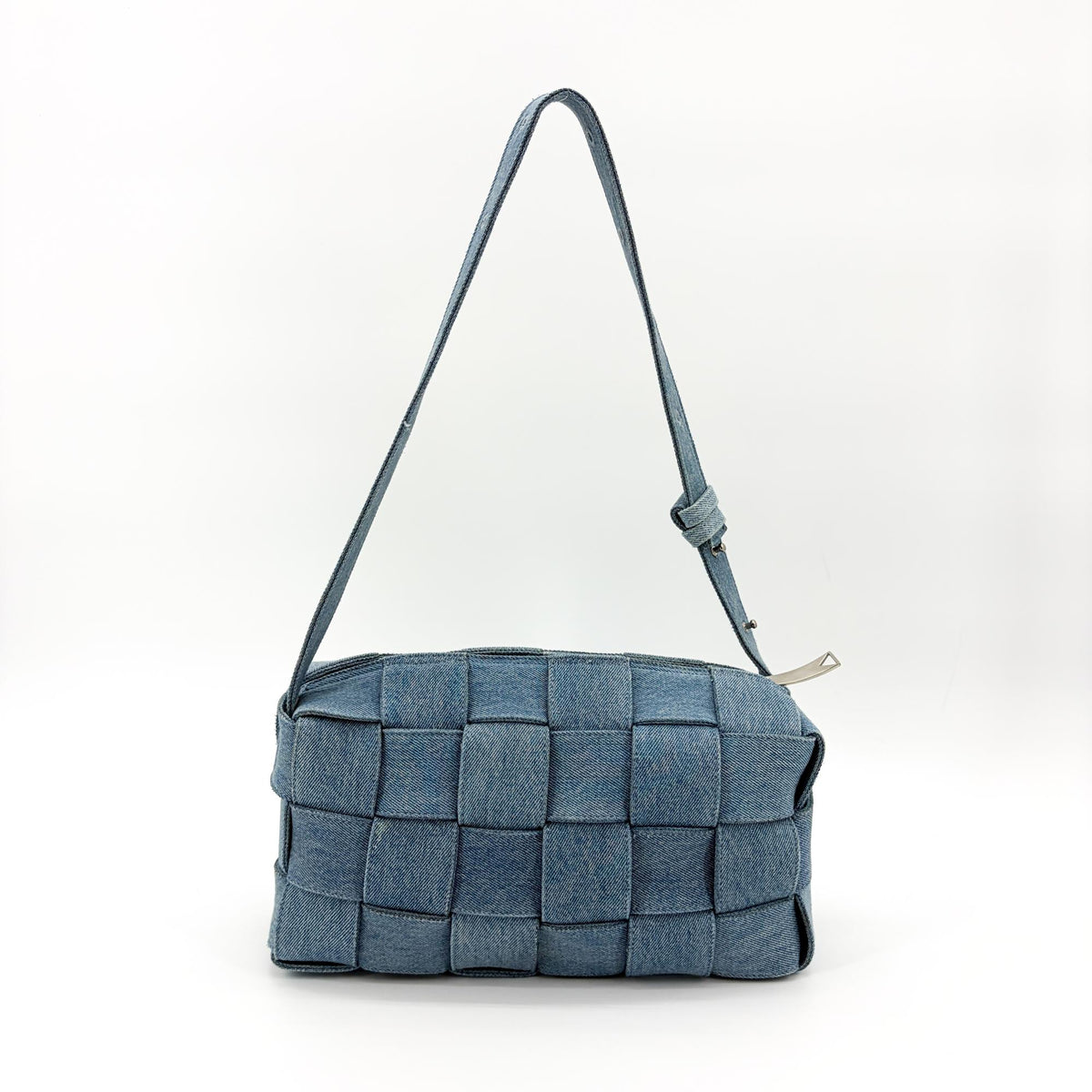 Bottega Veneta Cassette Maxi Intrecciato Denim, Blue, Denim, Crossbody Bag