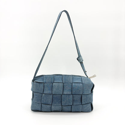 Bottega Veneta Cassette Maxi Intrecciato Denim, Blue, Denim, Crossbody Bag