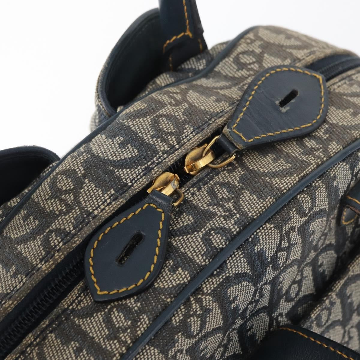 Christian Dior Vintage Saddle Bowler Diorissimo Canvas, Navy, Canvas, Handbag